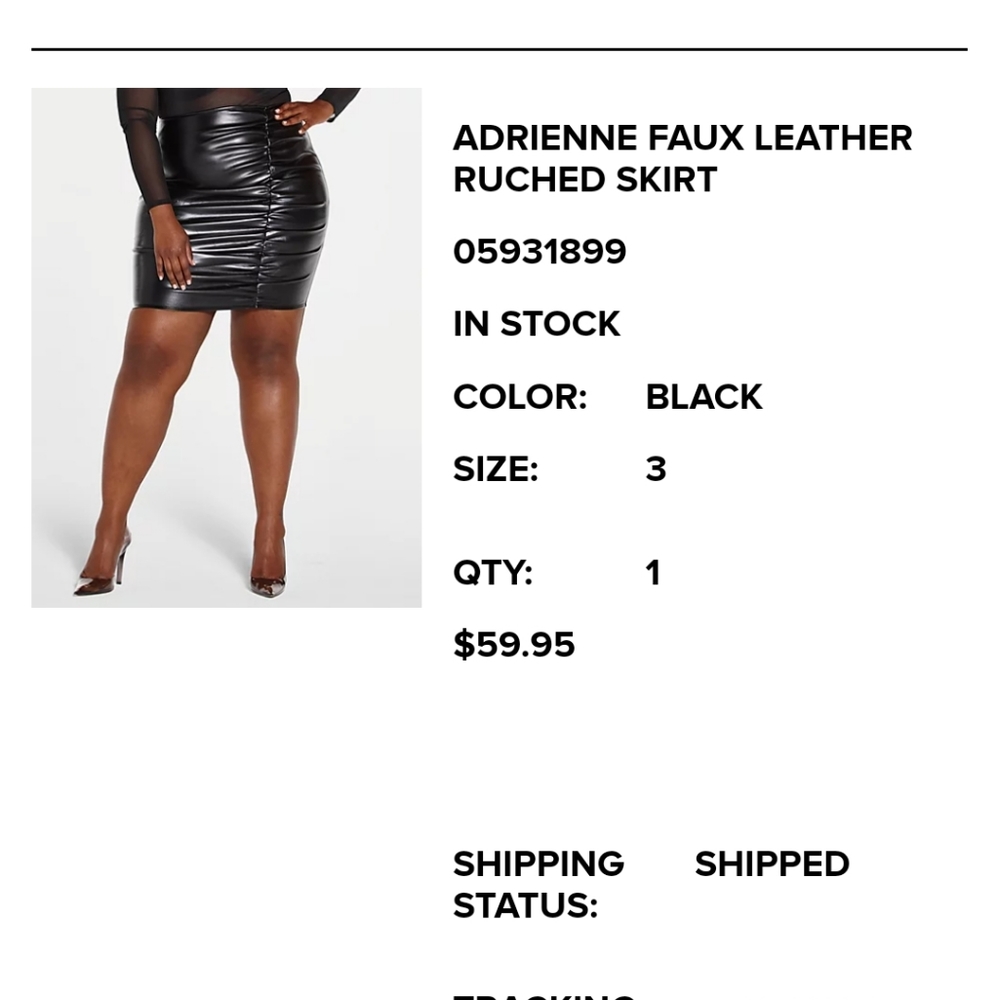 Plus size Ruched Leather Skirt